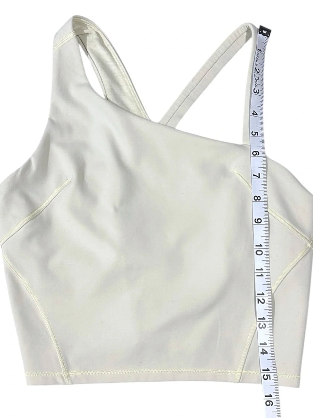 Lululemon Everlux Asymmetrical Tennis One Shoulder Sports White Bra size 6